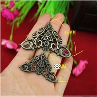 50Pcs 46mm large wrap angle triangle alloy fillet antique wooden wine lace corner decorative corner piece