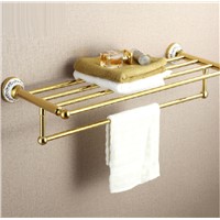Europe Gold Polish Bathroom Towel Shelf Wall Mount Towel Rack With Single Bar