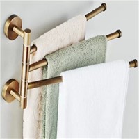 European copper gold towel rack Toilet towel bar Bathroom antique rotary towel bar Antique activities towel 3 bar  BR-88013