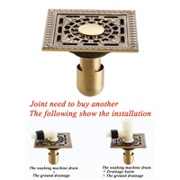 Drains 12*12cm Antique Bronze Finish Fashion Design Euro Square Floor Drain Shower Drain Brass Bathroom Furniture HJ-8702S