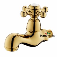 PVD-Ti Golden Single Cross Handle Cold water Tap Gold Color Bathroom Faucet