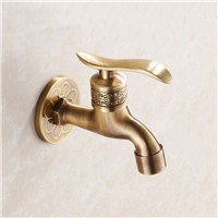 Bibcock Faucet Art Deco Antique Bronze Brass Bathroom Mop Faucet Wall Mounted Washing Machine Outdoor Garden Water Taps HJ-8665F