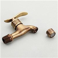 NEW Flower Carved Antique Brass Washing Machine Faucet Single Handle Mixer Tap Garden faucet Wholesale Promotion HJ-8662F