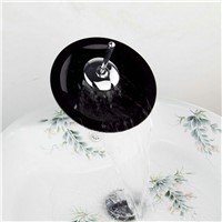 e_pak  Single Lever Black Round Glass Waterfall Spout 8225-2 Faucets Mixers &amp;amp;amp; Taps Bathroom Chrome Basin Faucet