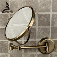 Bath Mirrors 8 Inch Round 2 Face 3 x Magnifying Mirrors of Bathroom Folding Makeup Mirror Brass Bronze Wall Mirror 1308Q