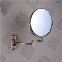 OWOFAN Bath Mirrors 8 Inch 2 Side Bathroom Folding Brass Makeup Mirror Antique Wall Mount Extend With Arm 1:3 Magnifying 1208F