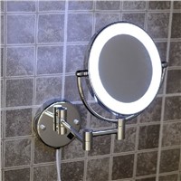 Bath Mirrors Magnifying Bathroom Wall Decor Brass Round LED Lighting Mirror Illuminator Mirrors For Women Makeup Helper 2068B