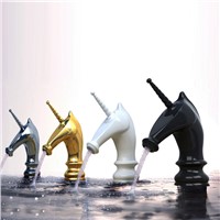 Basin Faucets Unique Fashion Bathroom Horse Head Faucet Golden Brass Deck Mounted Single Long Handle Toilet  Mixer Taps M-92