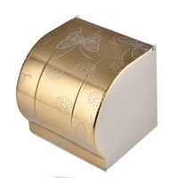 Stainless steel tissue box tray paper holder bathroom towel rack toilet paper box Chic golden Waterproof roll holder