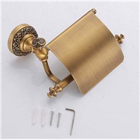 Wholesale and Retail Artistic Toilet Paper Holder Brass Antique Wall Mounted Roll Paper Towel Rack with Cover