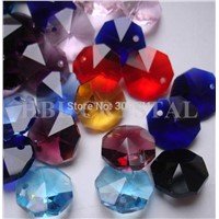 100pcs/lot , 15colors mixed 14mm crystal glass octagon beads in one hole , freeshipping, glass crystal octagon beads one hole.