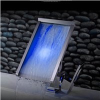 KEMAIDI Waterfall Bathroom Basin Led Faucet Water Power Basin Mixer Chrome Single Handle Faucet 3 Colors Change LED Tap JN6110A