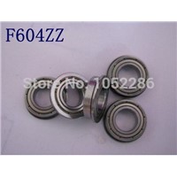 100pcs/lot  F604ZZ  Flanged bearing  F604  F604-2Z shielded Miniature flange deep groove ball bearings 4*12*4 mm