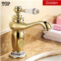 Vintage bathroom golden faucets with porcelain antique brass bathroom faucet water sink mixer tap 2014 new version top faucet
