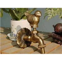 Decorative outdoor faucet rural animal shape garden Bibcock with antique bronze sparrow bird tap for washing machine