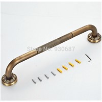 Retro Antique Brass Flower Carving Bathtub Safety Grab arm Wall Mounted