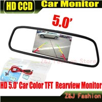 Factory Selling HD Monitor 5&quot; Color TFT LCD Car Rearview Mirror Monitor 5 inch 16:9 screen DC 12V Car Monitor for DVD Camera VCR