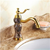 Basin Faucets Gold Bathroom Sink Taps Marble Design Crane  Classic Luxurious Hot and Cold Washbasin Deck Mounted Faucet 1174K