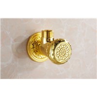 2015 New Arrival Hot Sale Rain Shower Chuveiro Led European Antique Gold Copper Art Full-carved Valve Angle Common Cold