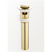 Small Cap Gold Ti-PVD Brass Bathroom Accessories / Bath Sink Lavatory Lav Vessel Pop Up Drain with / without Overflow (UP-T10GS)