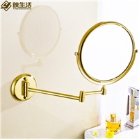 Copper folding cosmetic mirror fashion gold plated 8 bathroom makeup mirror antique wall-mounted retractable mirror