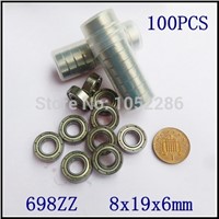 100pcs/lot  698ZZ  miniature thin wall deep groove ball bearing  8x19x6 mm