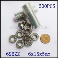 200pcs/lot  696ZZ  miniature thin wall deep groove ball bearing 696-2Z  6x15x5 mm