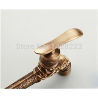 Antique Brass Dragon Carved Extended Mop Pool Taps Wall Mount Single Lever Cold Water Sink Faucet
