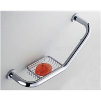 top high quality brass material chrome plating bathroom grab bar with brass soap basket