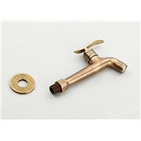 2014Long garden use Bibcock faucet tap crane Antique Brass Finish Bathroom Wall Mount Washing Machine Water Faucet Taps HJ-8661F