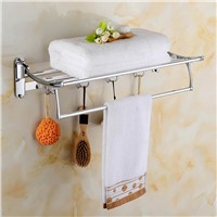 Luxury Solid Brass Bathroom Wall Mounted Bathrobes &amp;amp;amp; Bath Towel Racks Polished Chrome Bathroom Towel Shelf