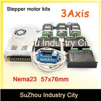 3Axis CNC stepper motor control kits name23 stepping motor + Driver 9-42VDC 4A+Power supply switch 400w 36v+5axis breakout board