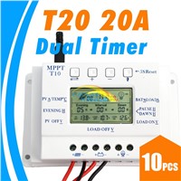 20A Solar Panel Controller 12V solar controller dual timer function for solar lighting system T20 led solar controller T 20