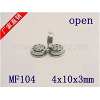 100pcs/lot   open flanged bearing MF104 Miniature Ball Bearings with Flange  4x10x3 mm