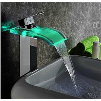 New style color changing LED Basin Faucet Bathroom Brass Waterfall Faucet Basin Faucet Sink Mixer Sink Tap Led Faucet