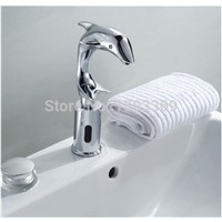 Automatic Hand Touch free Single Handle Deck Mounted Brass Dolphin Basin Sensor Faucet Bathroom Sink Sensor Tap Bathroom faucet