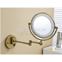 8&amp;amp;quot; new  Double Side super thin Bathroom Folding Wall Mounted bronze plating Extend with Dual Arm1x3x Magnifying with LED
