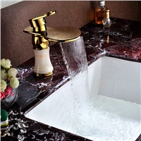 Classic ceramic bathroom golden faucet waterfall bowlder tap waterfall mixer tap sink water tapSD-L-005A