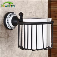 Oil Rubbed Bronze Bathroom Flower Painted Wall Mounted Toilet Paper Holder