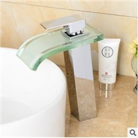 LED Waterfall Tap Glass Bathroom Sink Faucet Chrome Finish,Torneira Para De Banheiro