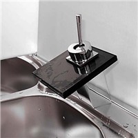Waterfall Bathroom Sink Faucet Tap with Black Glass Spout,Torneira Para De Banheiro Modocomando