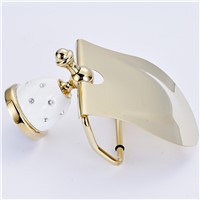 Gold Toilet Paper Holder with diamond Roll Holder Tissue Holder Solid Brass Bathroom Accessories Products Paper Hanger 5208