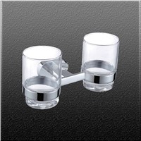 Bathroom accessories double cup holder brass chorm paper wall cup shelf holder hanger bath accessories