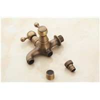 High quality total brass bronze plating double using washing machine faucet bathroom corner faucet tap garden outdoor mixer