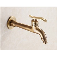 Long Garden Use Bibcock Faucet Tap Crane Antique Brass Finish Bathroom Wall Mount Washing Machine Water Faucet Taps