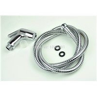 Bathroom ABS chrome Hand held Bidet Toilet Shattaf Kit Sprayer Shower Set +G1/2  Brass T-adapter+ 1.5m hose + ABS wall bracket