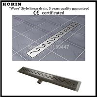 1200mm &amp;amp;quot;Wave&amp;amp;quot; Style Stainless Steel 304 Linear Shower Drain, Horizontal Drain, SHOWER CHANNEL DRAIN, Deodorant floor drain
