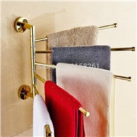 Towel Racks 5 Movable Rails Brass Golden Rotate Towel Holder Hangers Wall Mount Bathroom Kitchen Accessories Towel Bar OG-17-5K