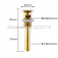 Solid Brass Bathroom Sink Pop Up Drain With Gold Finish Bathroom Parts With&amp;amp;amp;Without Overflow Faucet Accessories HJ-0619K