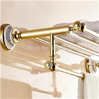 Luxury Brass Bathroom Accessories Copper Golden finish Bath Double Towel Shelves Towel Racks Towel Bar Wall Mounted OG-27822C